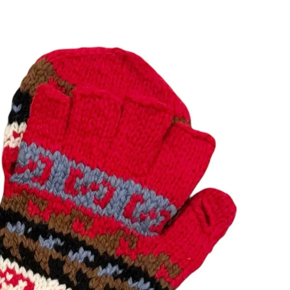 Vintage Women's Snowcap Hooded Mitten Glove Red/White One Size NWT